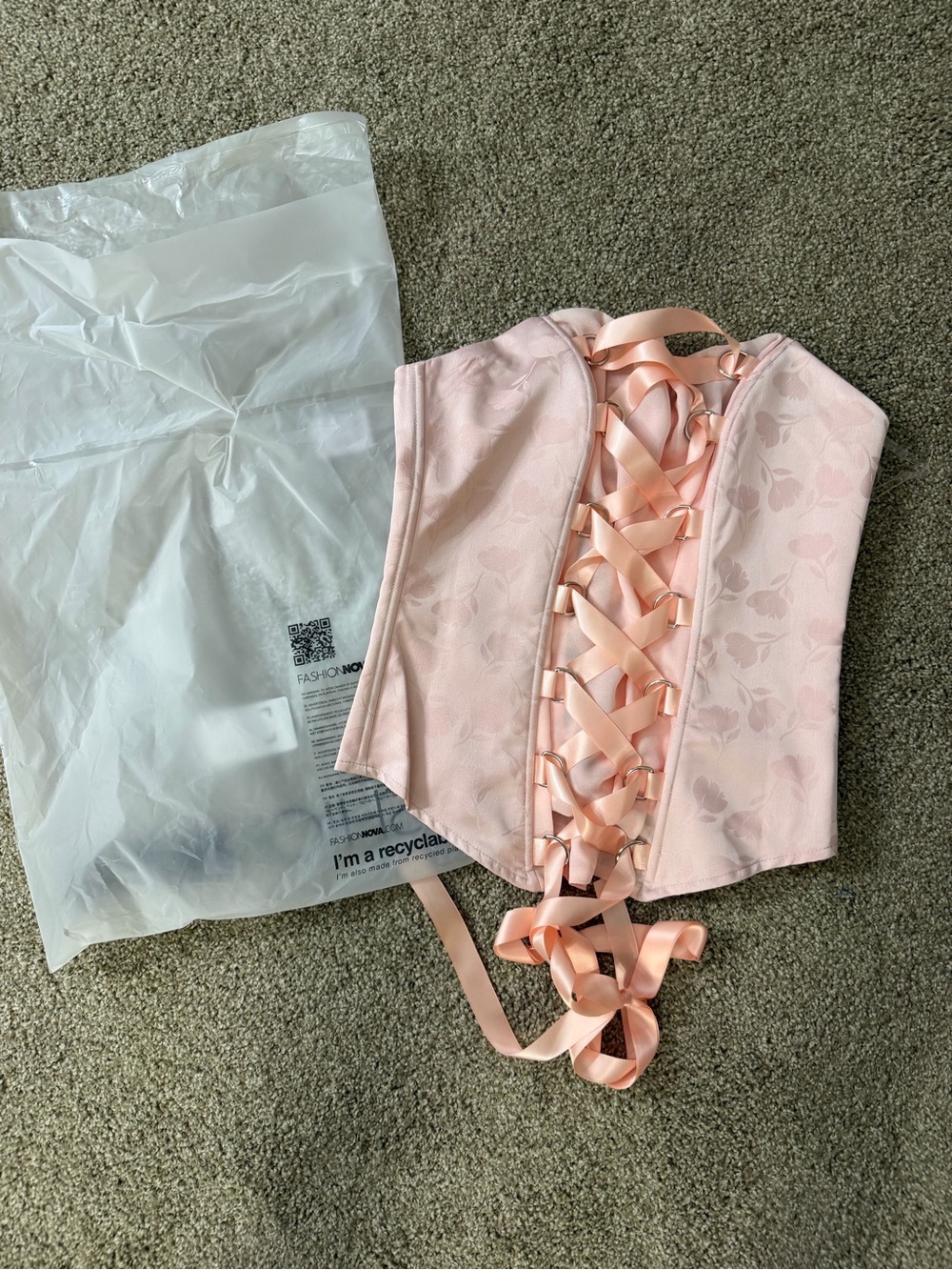 Fashion Nova Blush Pink Satin Corset Top